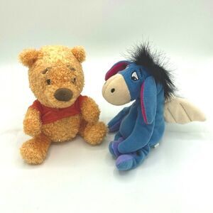 Lot of 2 Winnie the Pooh and Cupid Eeyore Stuffed Animals Plush Disney Hallmark